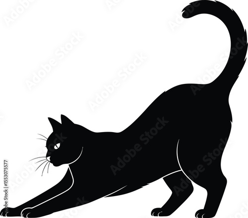 Stretching cat silhouette vector set, collection of stretching cat icon in black isolated style for design and decoration