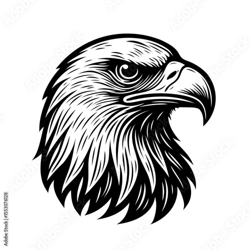 Detaillierter Adlerkopf in Schwarzweiß - Ausdruck von Stärke, Fokus und Freiheit. Perfekt für Tierliebhaber, Tattoo-Fans und alle, die kraftvolle Symbolik schätzen.