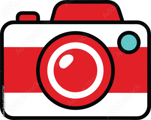 Red and White Camera Icon A Vibrant Symbol of Photography