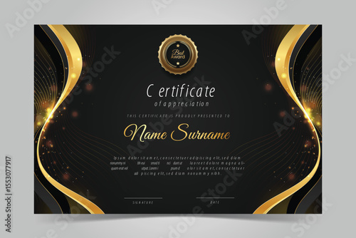Black gold certificate template