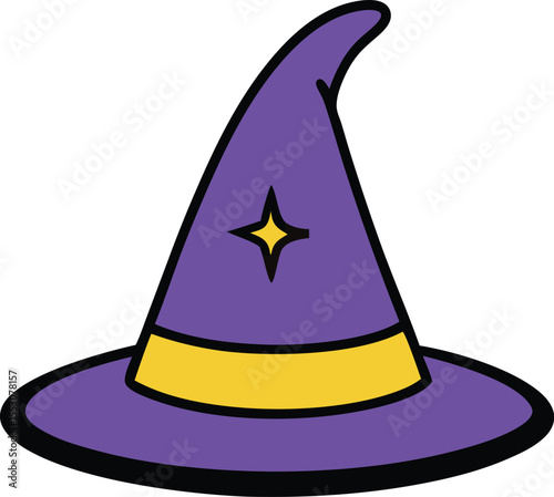 Purple Witch Hat Illustration Magical Halloween Design Element