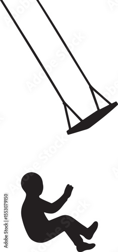 Empty swing moving violently, shadow shows an invisible rider.