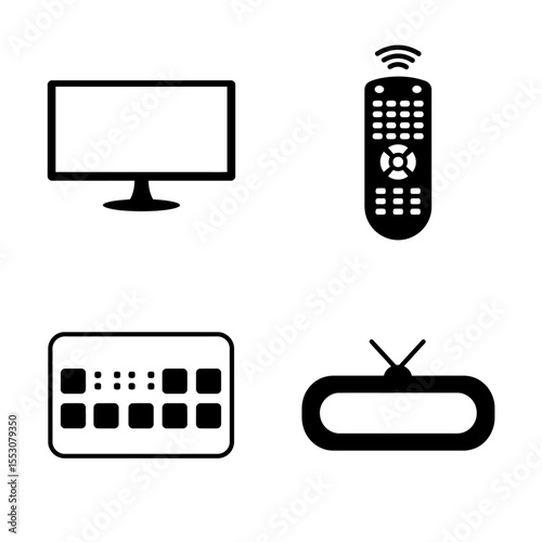 Illustration of TV with remote in a wonderful way on a white background