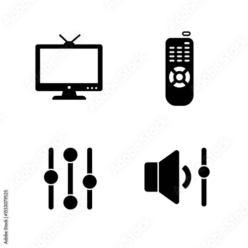 Illustration of TV with remote in a wonderful way on a white background