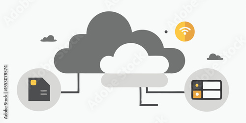 Cloud computing data storage network technology illustration