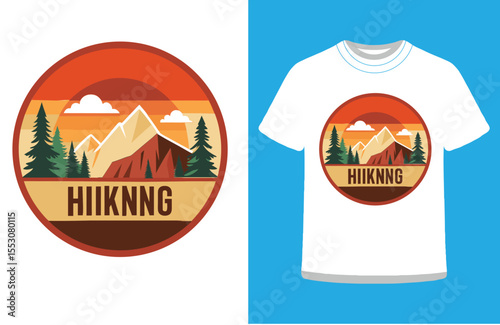 Vector Illustration of a Hiker Walking Through Mountain Trail in Nature.

