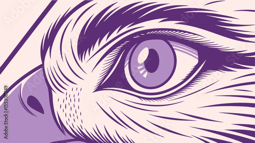 Close-up vector illustration of a girl's eye with detailed iris and delicate eyelashes, a symbol of beauty and vision