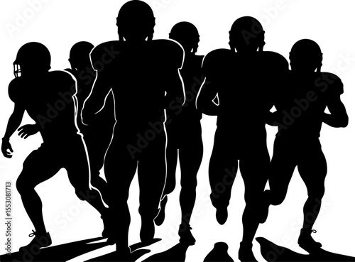 American Football Players Catching Ball Silhouette vector bundle