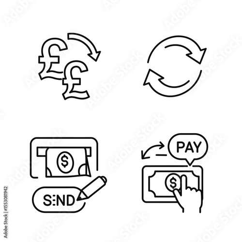 Set of Accept money transfer, Pay with Phone and Credit card by mail icons. Payment wallet line icons. Online payment, Dollar exchange and Fast money send. Private pay, Cash and Wallet. Vector