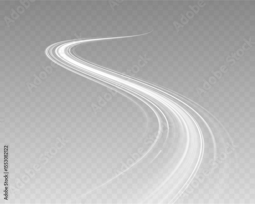 White shiny sparks of spiral wave. Imitation of the exit of cold air from the air conditioner. Vector illustration stream of fresh wind png.	