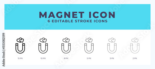 Magnet icon. Regular line. Thin line. Bold line. Vector illustration.