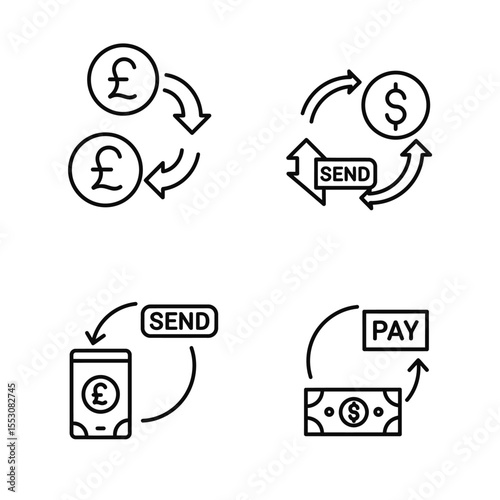 Set of Accept money transfer, Pay with Phone and Credit card by mail icons. Payment wallet line icons. Online payment, Dollar exchange and Fast money send. Private pay, Cash and Wallet. Vector