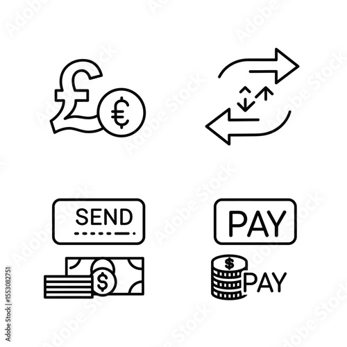Set of Accept money transfer, Pay with Phone and Credit card by mail icons. Payment wallet line icons. Online payment, Dollar exchange and Fast money send. Private pay, Cash and Wallet. Vector