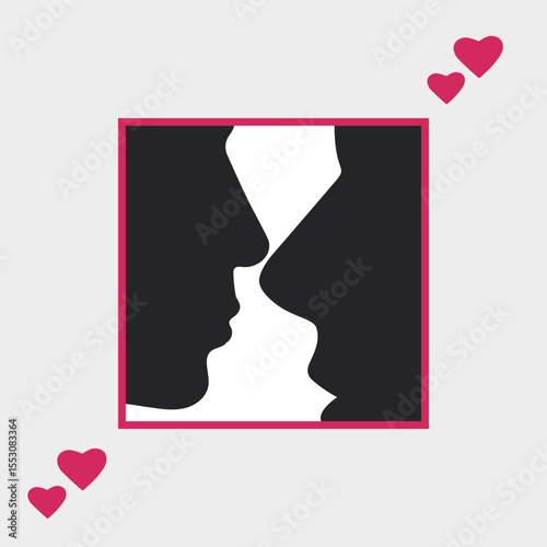Kiss. Two persons kissing, pop art comic retro vector illustration