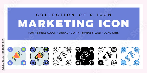 Pack of 6 Vector marketing icon