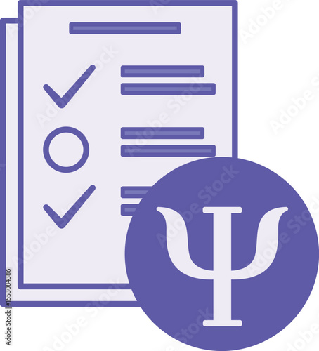 Colored Psychological Test Icon. Vector Illustration. Evaluation of Human Psychological Characteristics. Psychologist Sign and Document. Psychology Concept