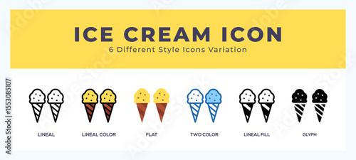 Ice cream icon symbol. logo illustration with different styles