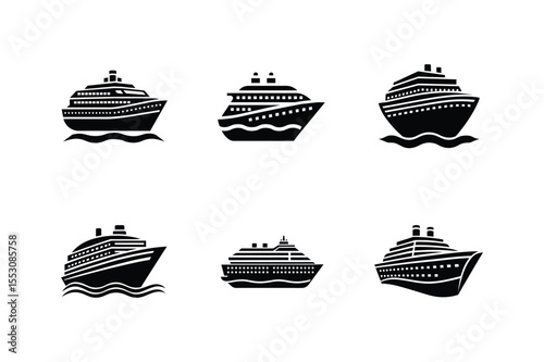 cruise ship silhouette vector illustration