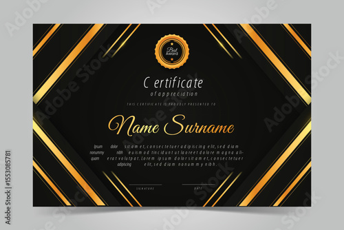 Black gold certificate template 