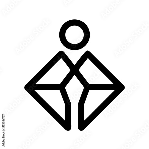 Geometric yoga position symbol vector icon on transparent background with minimalist approach to wellness practice perfect for meditation and mindfulness branding materials
