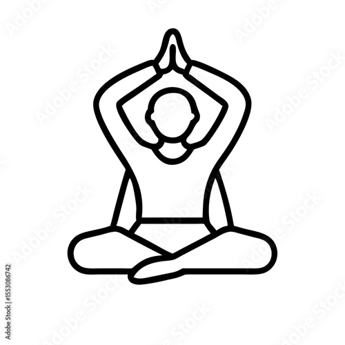 Linear yoga pose vector icon on transparent background with clean outline style perfect for mindfulness symbol and wellness branding materials contemporary meditation design
