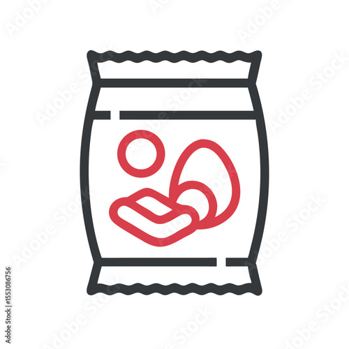 Simple snack bag vector icon on transparent background with minimalist junk food design perfect for unhealthy eating symbol and food packaging branding materials
