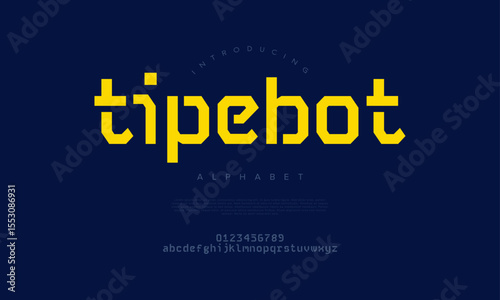 Pixel-inspired modular font with robotic and tech aesthetics, great for digital and gaming themes