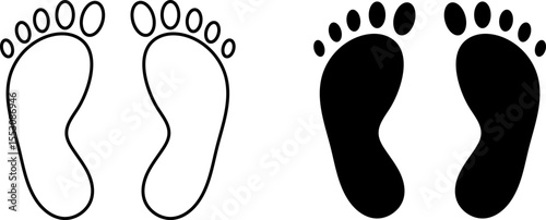 footprints icon set. Step footprints paths. footstep prints steps symbol. Foot imprint icon collection. representing walking symbols