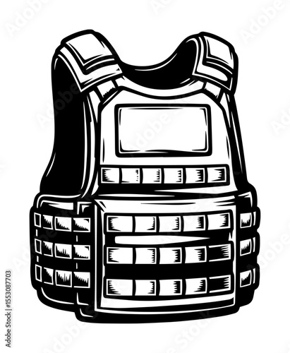 Bulletproof vest – black and white tactical gear vector