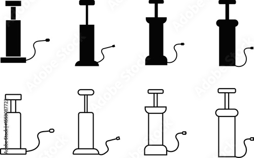 air pump icon set. Suspension Air Service Icons. service equipment symbol
