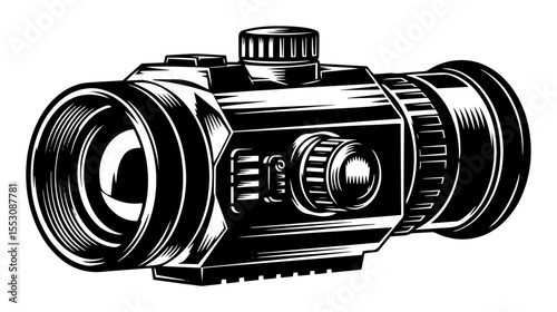 tactical rifle scope vector in black and white