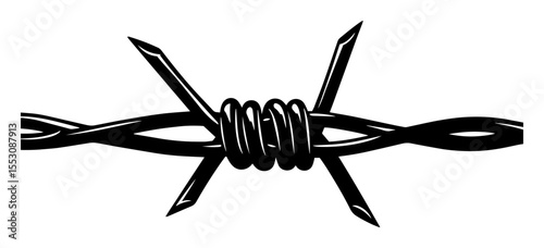 barbed wire close-up vector in engraving style