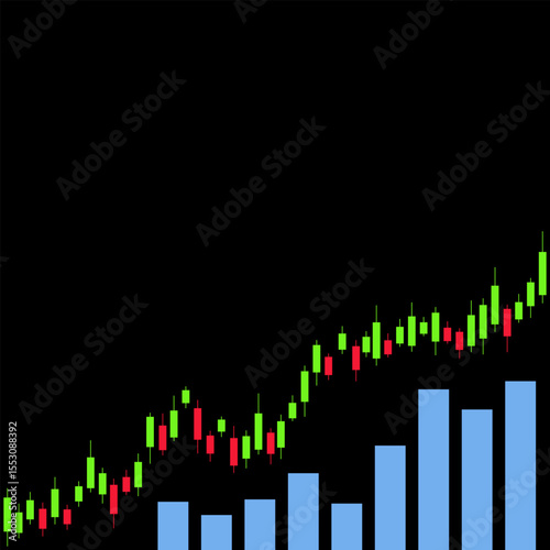 Stock market illustration on black background, business strategy and business concept in global market