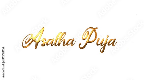 Wallpaper Mural Asalha Puja Text Animation in Gold. Suitable for designs celebrating the event. Festive, elegant, and cultural design element. Torontodigital.ca