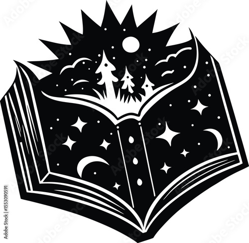 Silhouette of a Magic Book