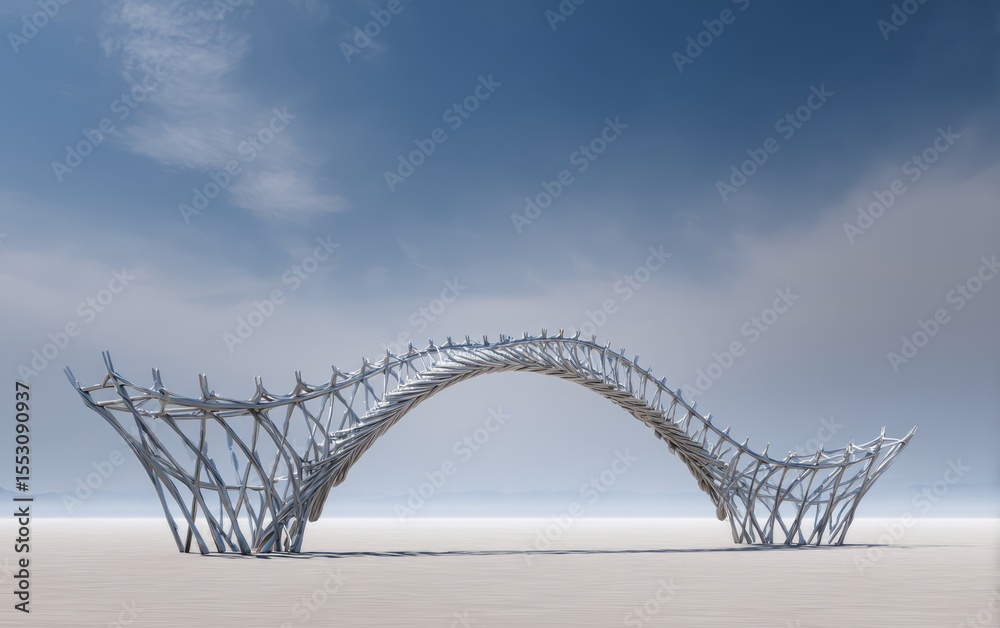 Fototapeta premium A large, arching metal sculpture.