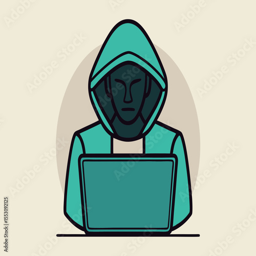 Hacker in a Hoodie Extracting Files from Laptop in Dark Room