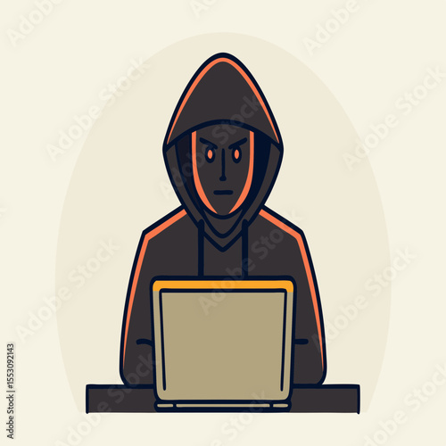 Masked Intruder Copying Confidential Data from Laptop at Midnight