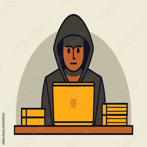 Identity Thief Extracting Private Files from Laptop During Late Hours