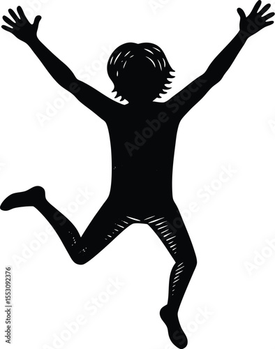 Silhouette of a Person Jumping in Joy