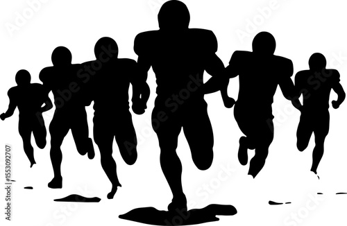 American football players  sports action athletes black vector bundle