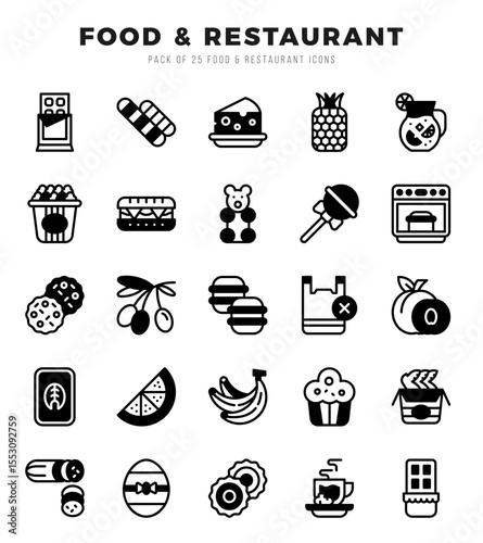 Set of Food and Restaurant icons. Vector Illustration.