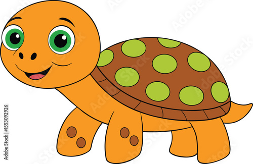 A cheerful cartoon hawksbill turtle with a beak like mouth clipart Vector illustration