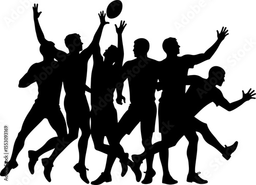 American football players  sports action athletes black vector bundle