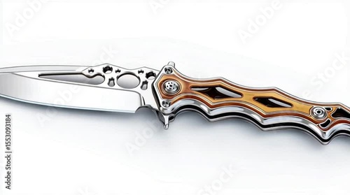 3D render of military tactical knife with serrated design