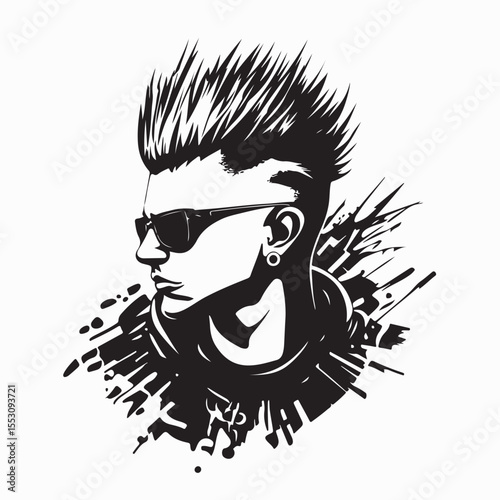 Young Man with Punk Fashion Look in Unique and Expressive Vector Image