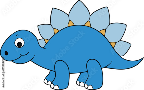 A gentle cartoon stegosaurus with bubbly back plates and short legs clipart Vector illustration
