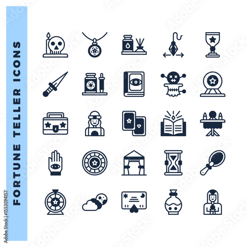25 Fortune Teller Lineal Fill icon pack. vector illustration.