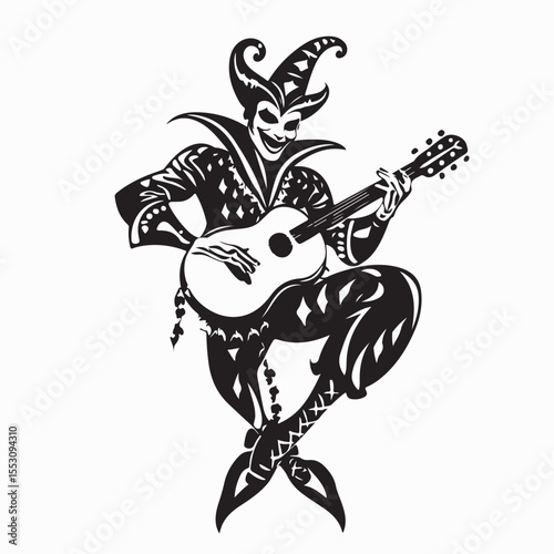 Clown Playing Guitar Fun Vector Design for Entertainment