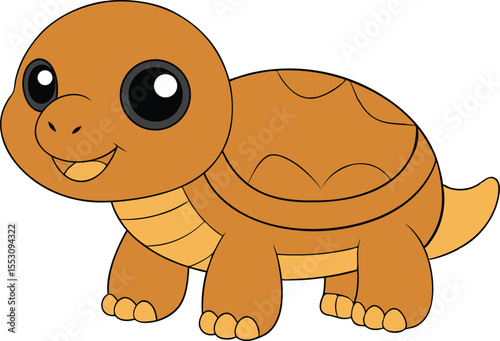 A happy cartoon baby snapping turtle with a chunky shell clipart Vector illustration